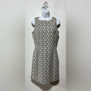 Banana Republic Open Back Navy and Cream Geometric Midi Dress Size 6